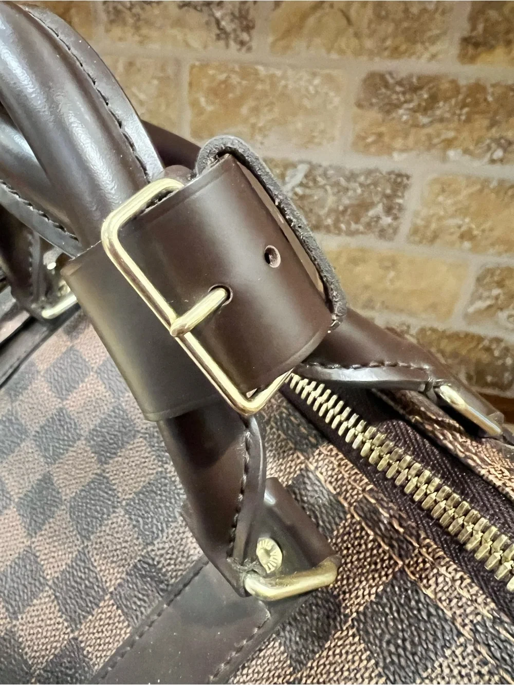 Louis Vuitton Damier Ebene Checkered Duffel Bag - Brown